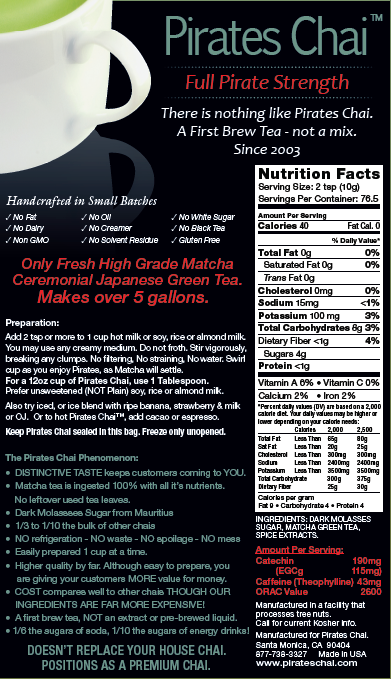 Pirates Matcha Chai Latte 27oz EXTRA SPICY beta